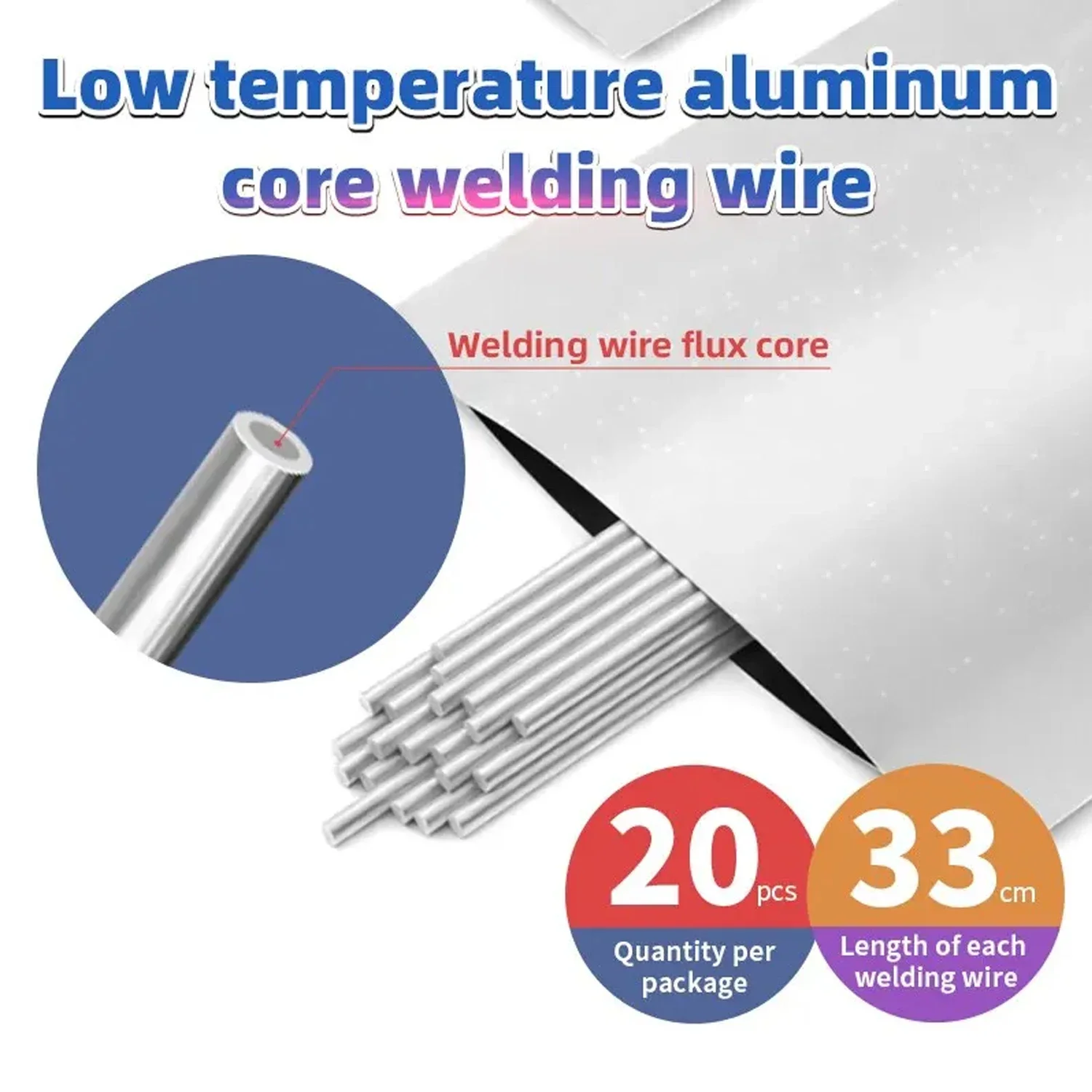 Flux Core Aluminum Welding Rods 20Pcs Low Temp Aluminum Brazing Rod Solution Welding Flux-Cored Rods for Samll Project