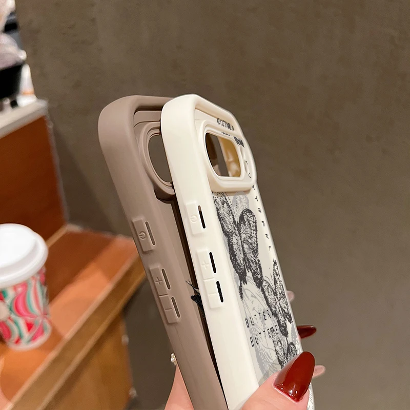 Elegant Black Butterfly Pattern Shockproof TPU Phone Case