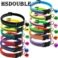 2Pcs/Pack 12 Colors Reflective Adjustable Cats And Small Dogs Collars With Bells Pet Supplies 1