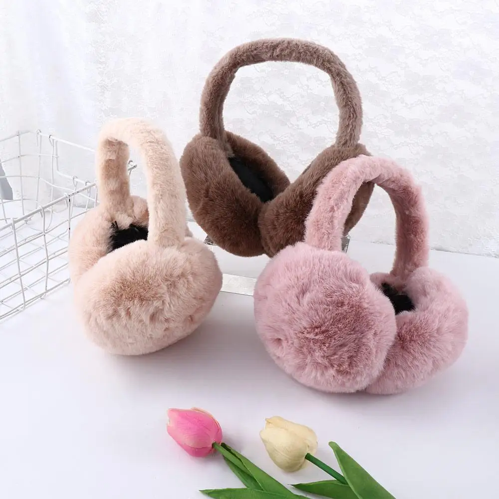 Orejeras de felpa antiviento para adultos, orejeras suaves para exteriores, calentadores de orejas plegables, moda de equitación