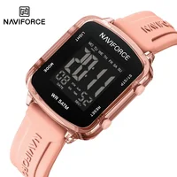 NAVIFORCE 7120 Casual Digital Watches for Women Simple Square Dial Silicone Waterproof Fashion Lady Electronic Watch