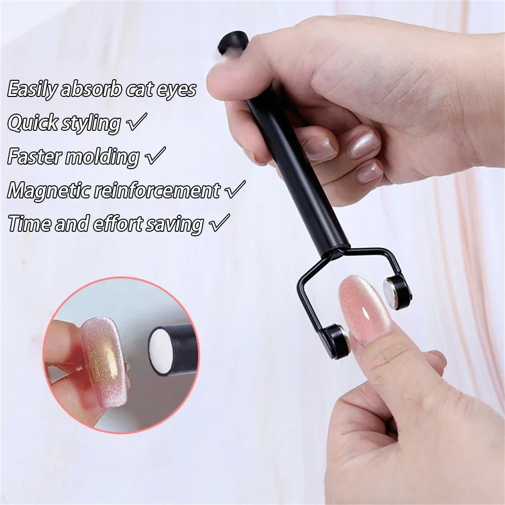 Magnetic Nail Art Tools Cat Eye Nail Tool Magnetic Nail Tools Unique Y-shape Strong Stick For Nails Cat Eye Magnetic Gel Nail Polish Effect Nail Magnet Stick 3 In1 Design Art Tools
