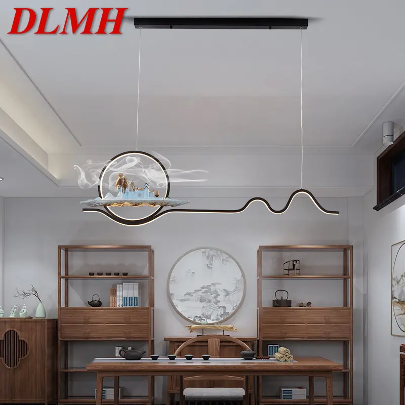 

DLMH Creative Chinese Style Pendant Lamp LED 3 Colors Modern Ceiling Chandelier Light For Home Dining Room Study Decor