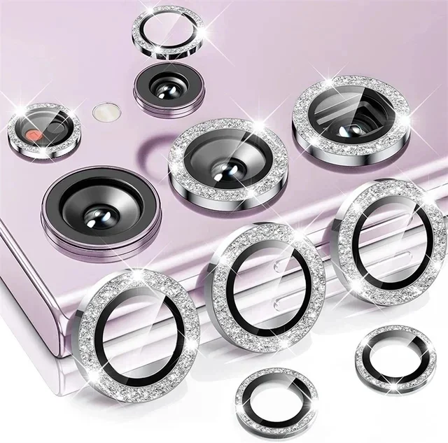 Glitter Camera Screen Protector with Back Lens Ring Cap