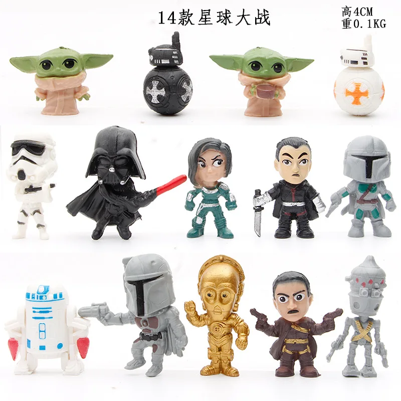 Movie Star Wars 14 Pz/Set The Force Awakes Yoda Master Bb8 Bb9E Robot Clone Troopers Action Figure Mini Model Toys Regalo Per Bambini