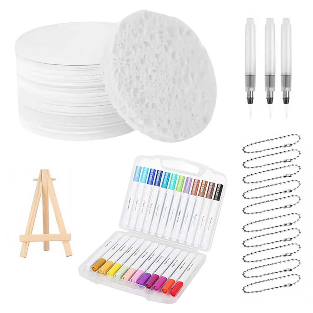 10개 DIY 미술용품 퍼피 텍스처 페이퍼, 12개 마커 펜 & 워터 브러쉬, 매직 퍼피 페인트 페이퍼, 스펀지 캔버스 미술용품