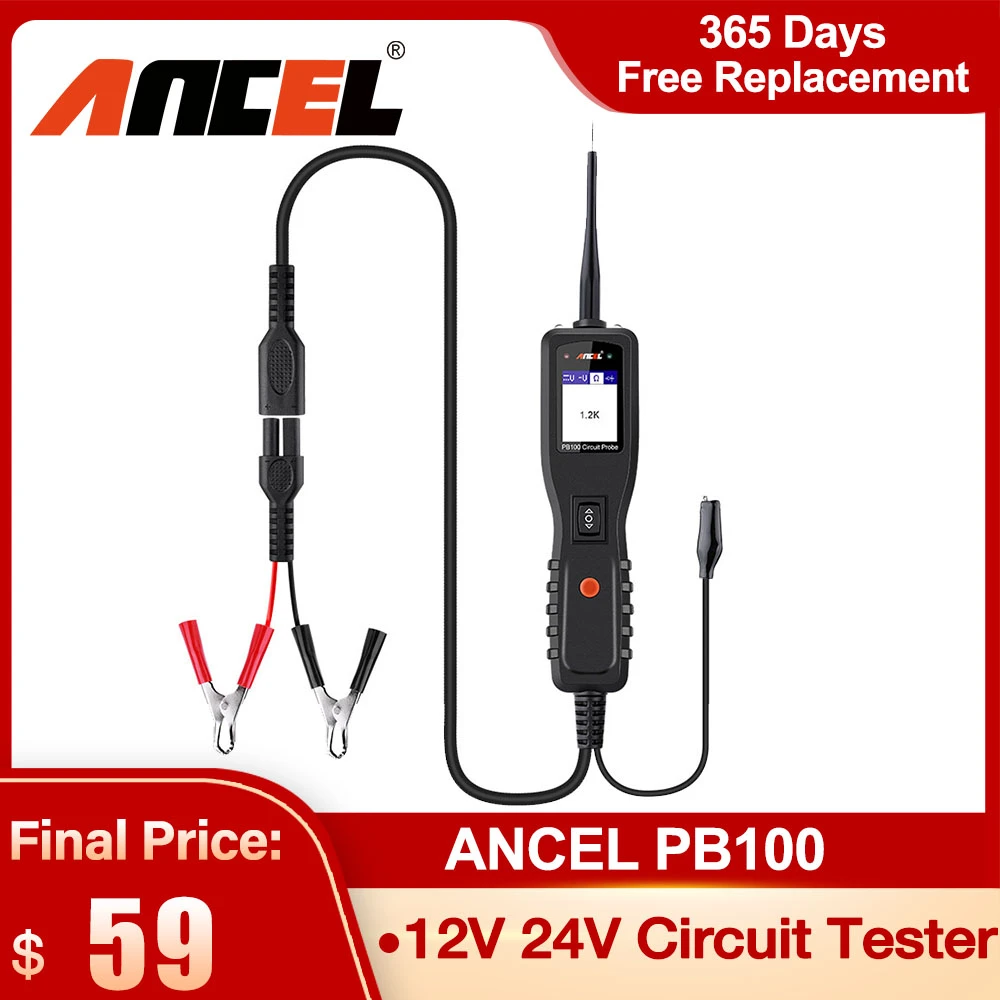 ANCEL PB100 Sonde Circuit Testeur Batterie Voiture Test 12V/24V DC/AC Power Scan Tool