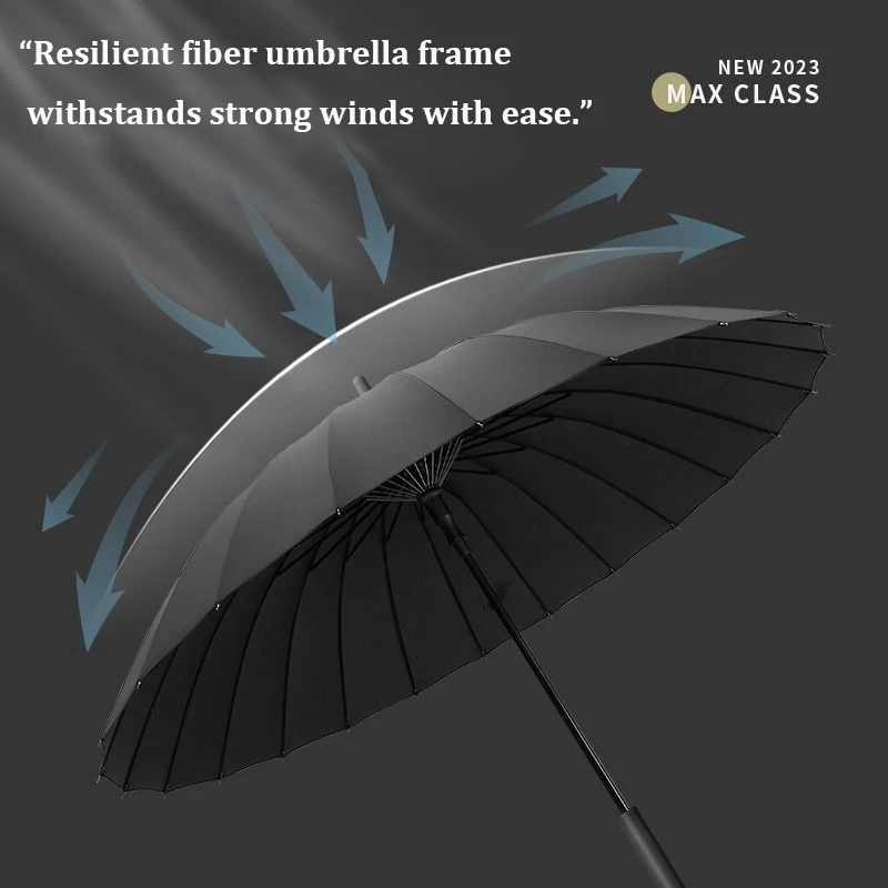 24 Ribs Long Handle Business Umbrella Men Integrated Button Automatic Opening Large Wind-Resistant Umbrella Female Parasol automatic umbrella wind resistant umbrella windproof umbrella