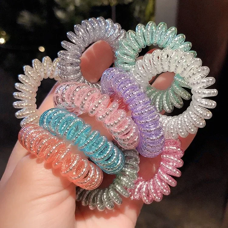 

High Quality Transparent bead phone line hair ring head rope rubber band hair accessories female not hurt hair