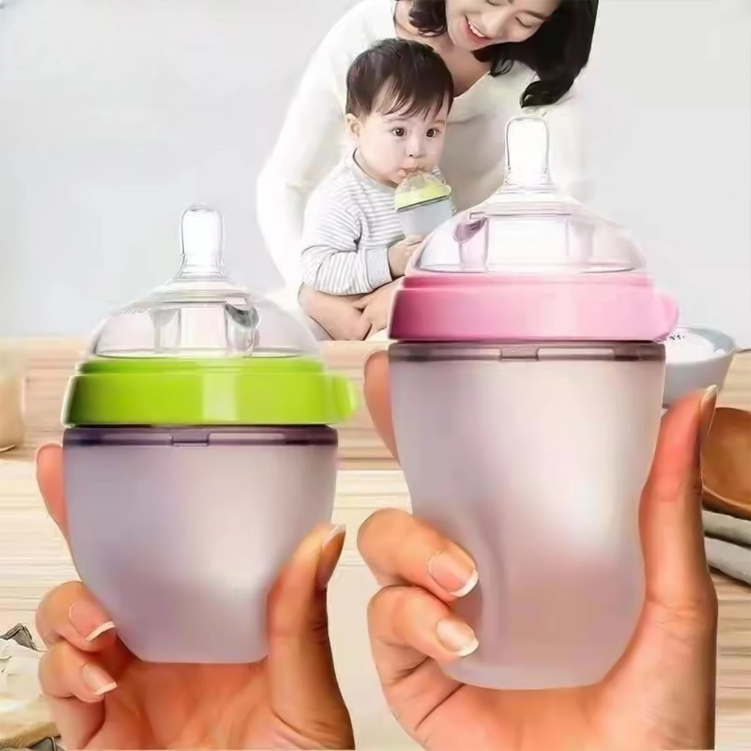 Milk Bottle Feeding Bottle 1 Soft Silicone Baby Bottle 0-36 Months Anti-choking Anti-fall
