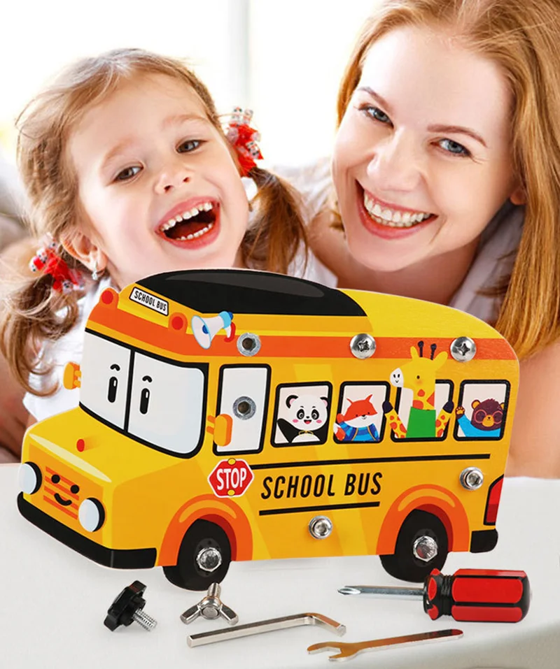 

Montessori Toy Educational Wooden Toys Car Screw Driver Busy Board Basic Skill Screwdriver Baby Toy Montessori games 3 6 years
