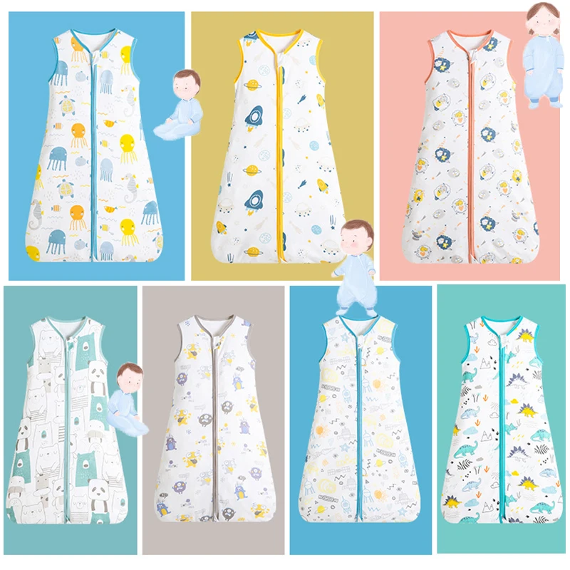 Summer Baby Sleeping Bag Newborn Sleepsacks with Zipper Boys Girls Sleeveless Slaapzak Anti-kick Quilt Saco De Dormir Para Bebe