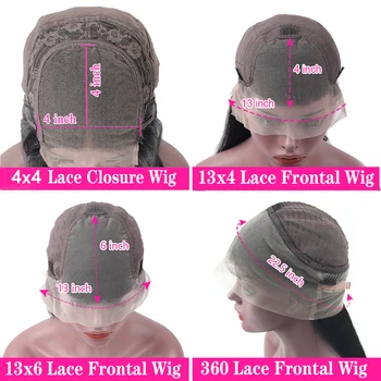 Kinky Straight 13x4 Lace Front Wigs Human Hair For Women Brazilian 4x4 Transparent Lace Closure Wigs Yaki Human Hair Wigs 6