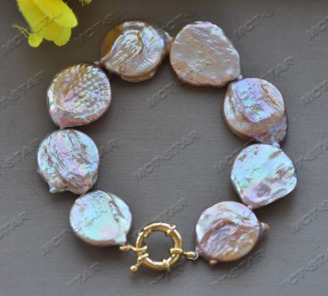 

Блестящий Браслет из пресноводного жемчуга с белой монеткой MCT · STAR Z11823 8 ''21 мм