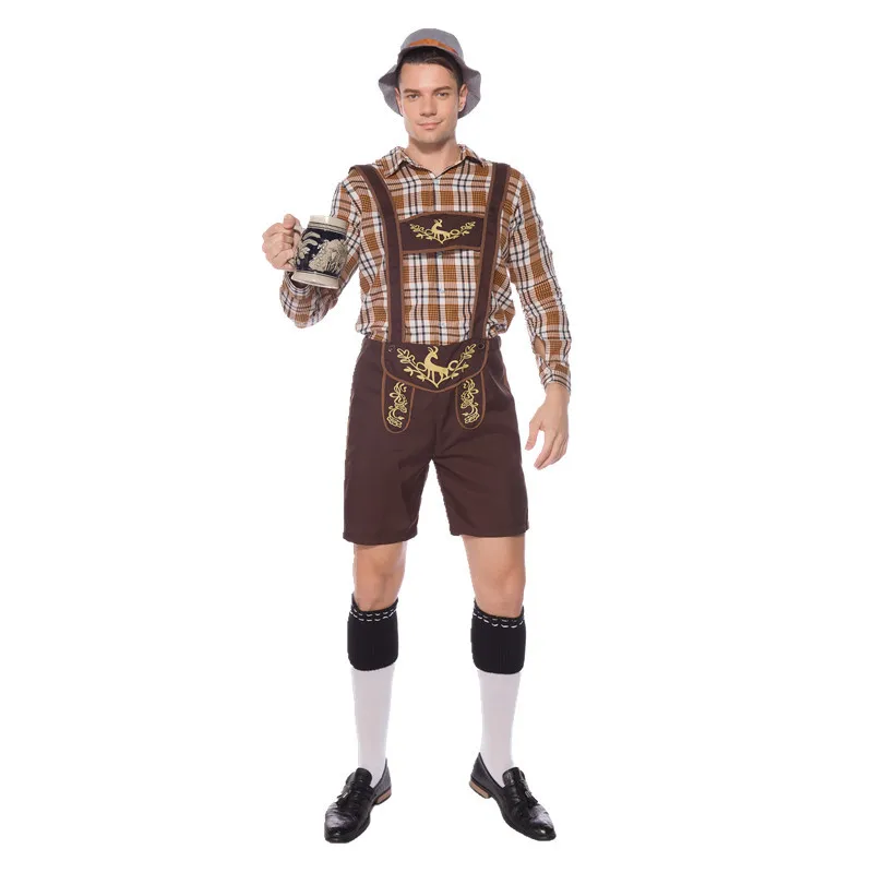 

Germany Oktoberfest Suspender Lederhosen Shirt Hat Outfit Costume Bavaria Beer Festival Halloween Fancy Dress