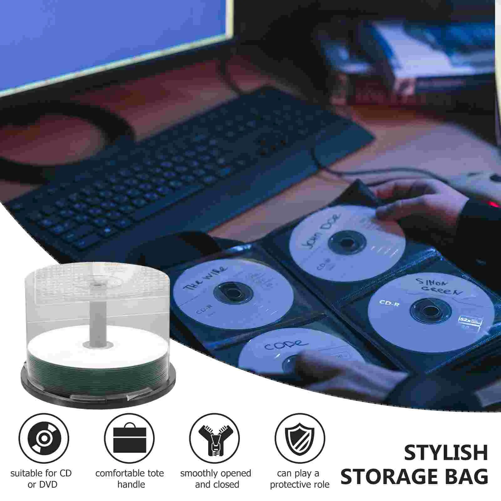 빈 CD 저장 버킷 DVD 저장 거치대, 휴대용 DVD 저장 용기, 2 개