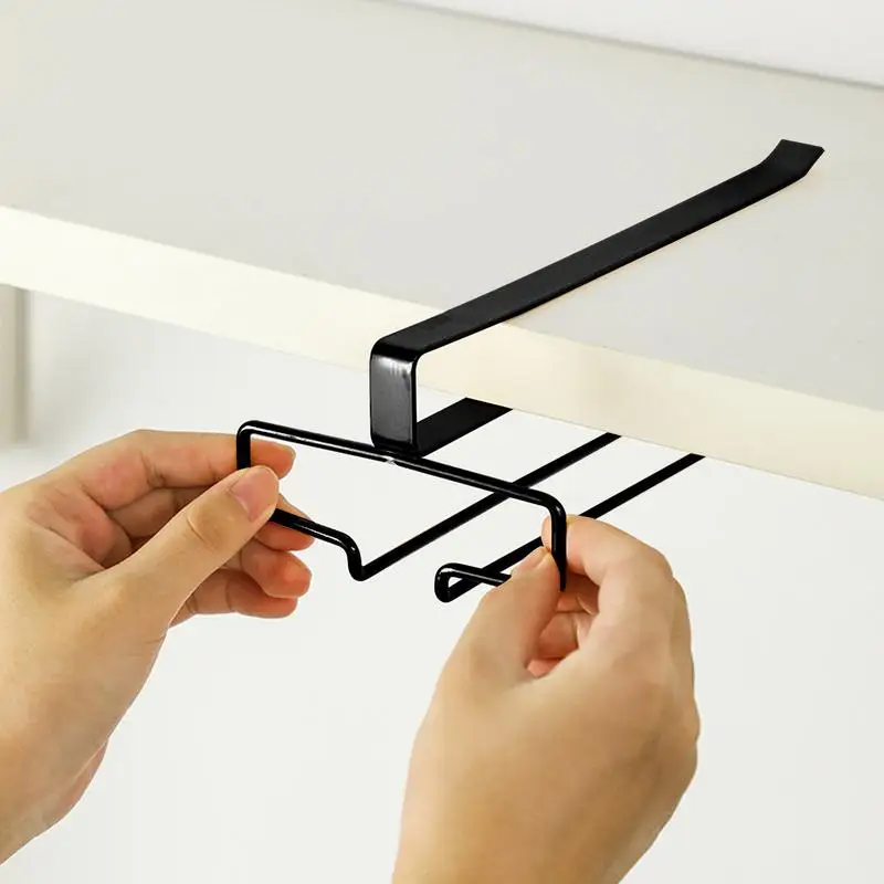 Hanging Punch-free Wine Glass Holder Household Under Cabinet Champagne Glass Storage Rack Shelf Kitchen Multi-purpose Organizer