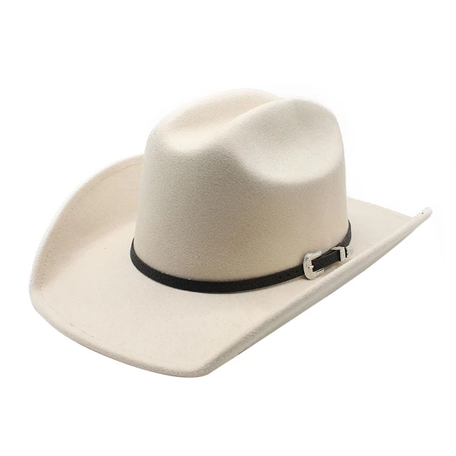 2024 Men and Women Western Cowboy Hat Felt Wide Brim Classic Outdoor Fedora Cowboy Buckled Hat Suitable for Adults and Teenagers 4