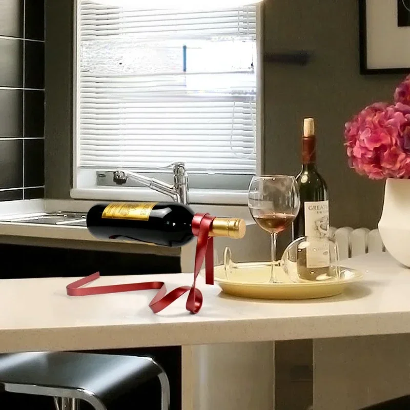 Креативная подвесная железная вешалка с цветной лентой, винный держатель для бутылок, подставка для шкафа, винтажный домашний декор для стола