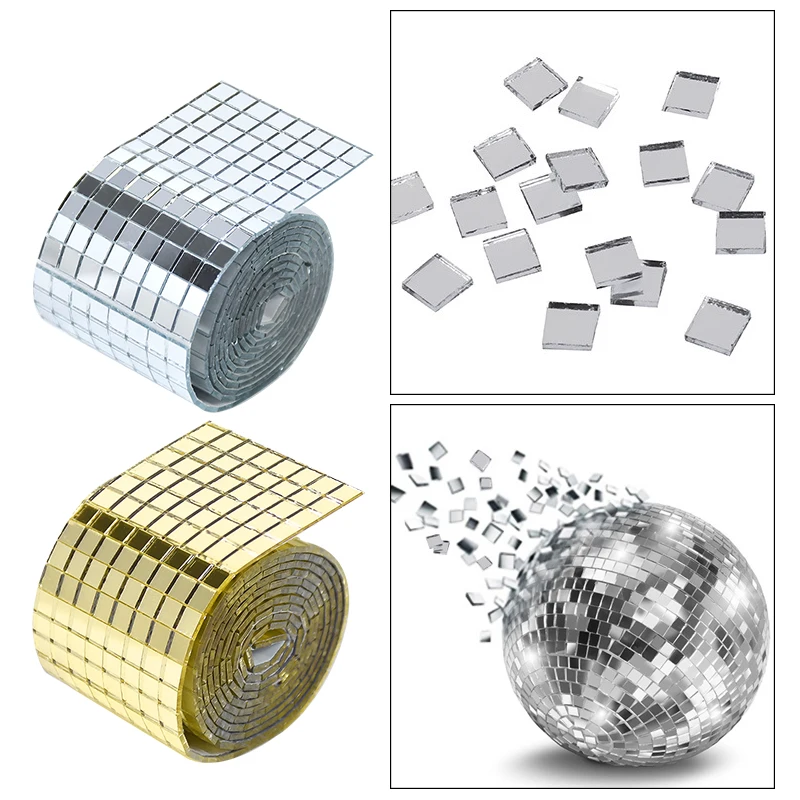 Mirror Wall Sticker Self-adhesive Square Mosaic Tiles Stickers For Home Bathroom Wall Decor Wedding Bar Diy Disco Ball 100*4cm wall stickers