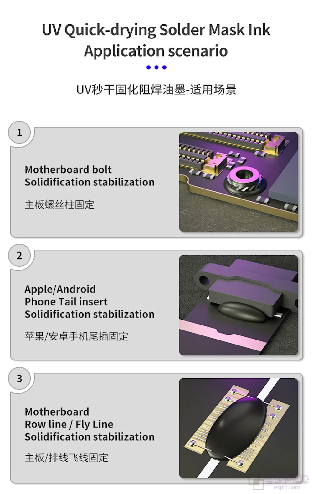 최신 정비사 초고속 건조 UV 잉크 마스크 오일, PCB 마더보드, 휴대폰 플렉스 케이블, 플라이 라인 안정화, 10g 3s