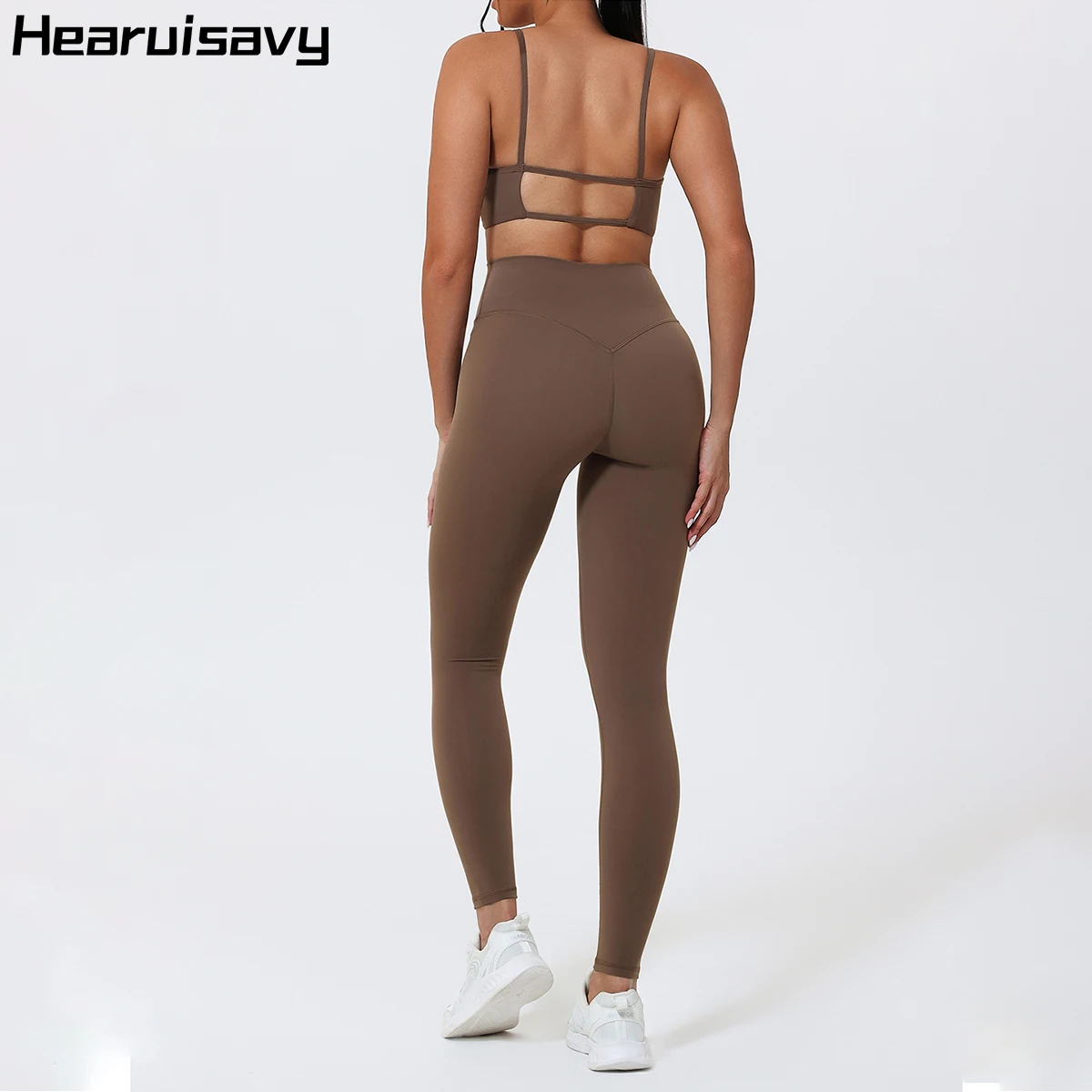 Hearuisavy 2Pcs Sports Bra Set Women Gym High Waist Running Fitness Leggings Breathable Anti-Shock Back Support Yoga Top Female
