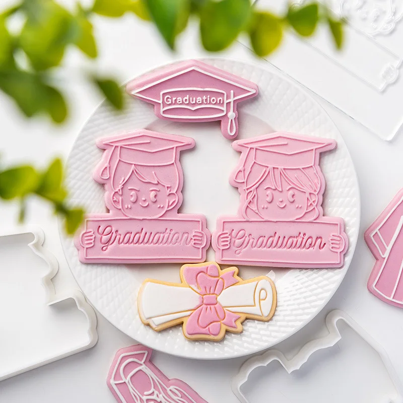 New Graduation Season Biscuit Mold Cartoon Medal Bachelor Hat Embossing Press Mould Cookie Cutter Uniform Cake Baking Tools