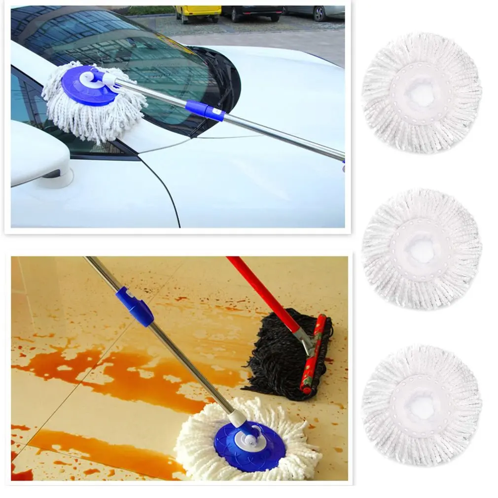 3PCS Spin Mop Heads Standard Size 6" 6.5" Microfiber Replacement Mop Headsfor Clorox For