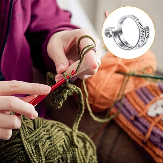 2pcs Finger Crochet Rings, Adjustable Crochet Tension Ring, Metal Open Yarn  Guide Finger Holder, Crochet Thimbles