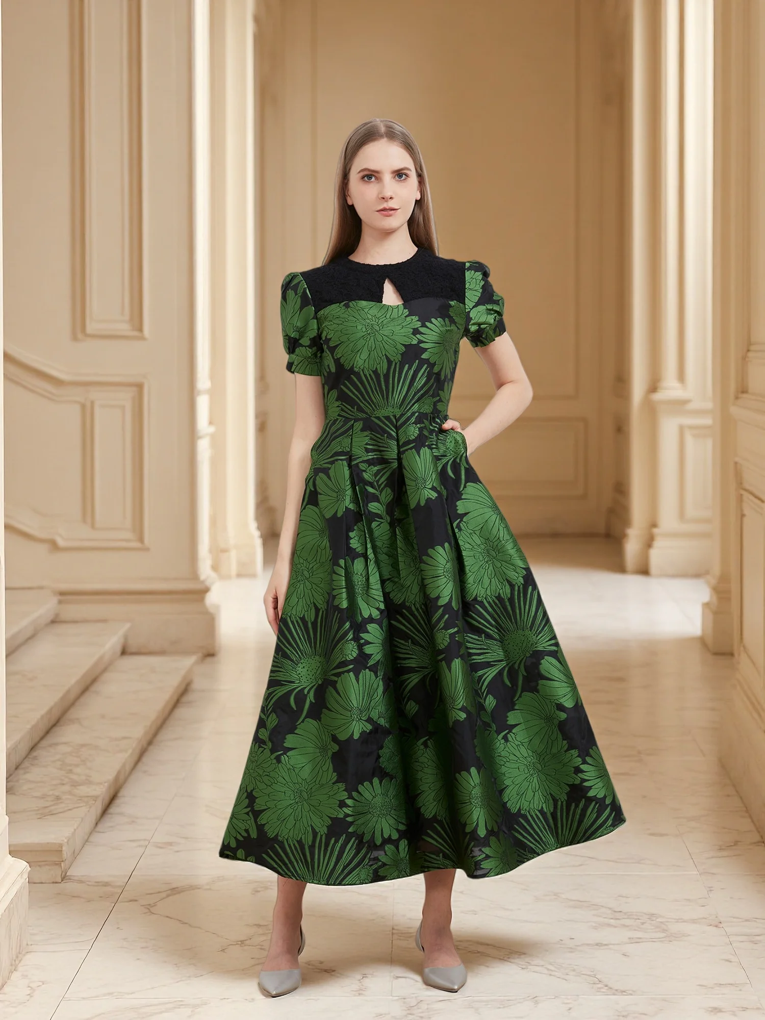 green emerald velvet dress Chiara Elegant Satin Dress – CIEL