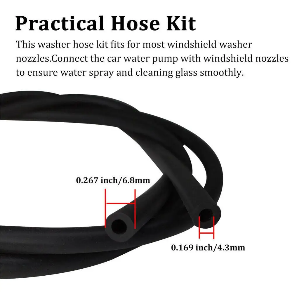 5pcs/Set 2m Car Windshield Washer Hose Automotive Car Wiper Blade Pipe Windshield Jet Spray Washer Nozzles Water Hose Fluid Tube 5