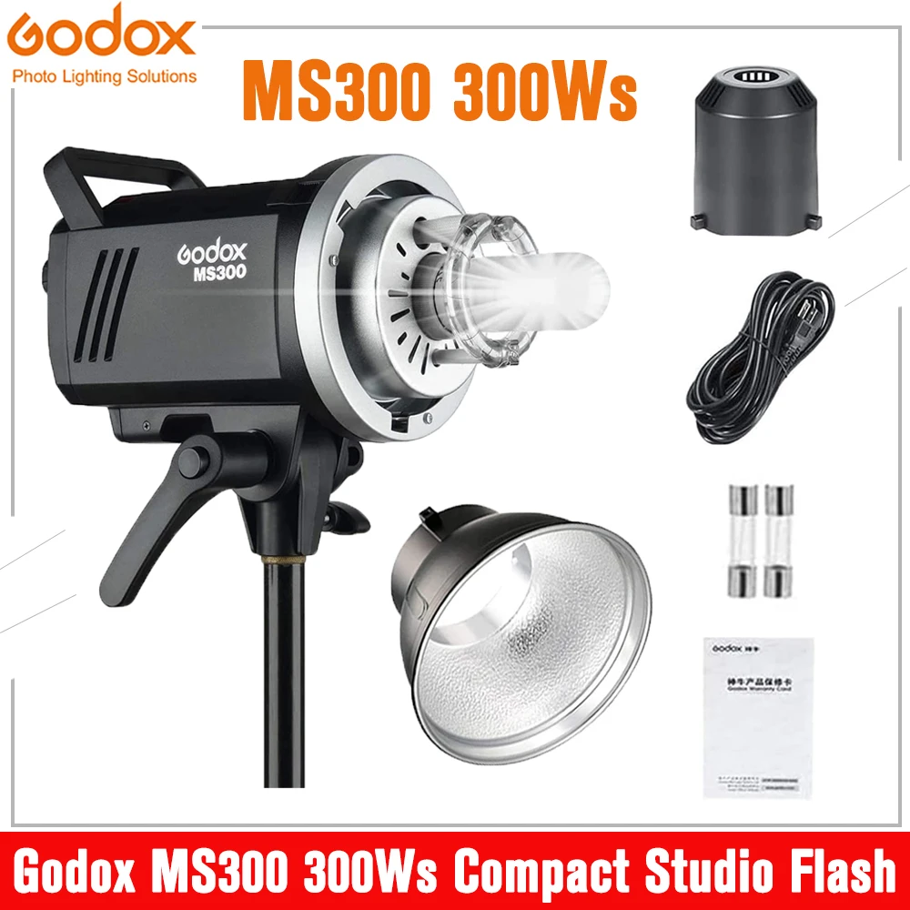 

Компактная студийная стробоскопическая вспышка Godox MS300 300 Вт 2,4G встроенная беспроводная система X GN58 Monolight с вспышкой Bowens Mount