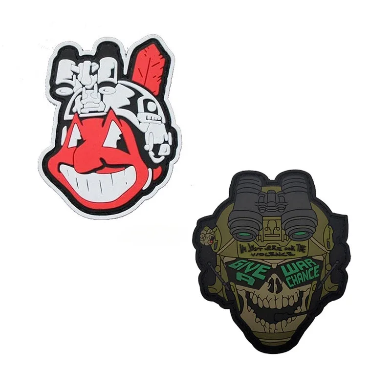 

Superior Defense PVC Morale Badge Indian Telescope Hook&loop Military Patch for Backpack Hats Combat Helmet Vest Skull Sticker