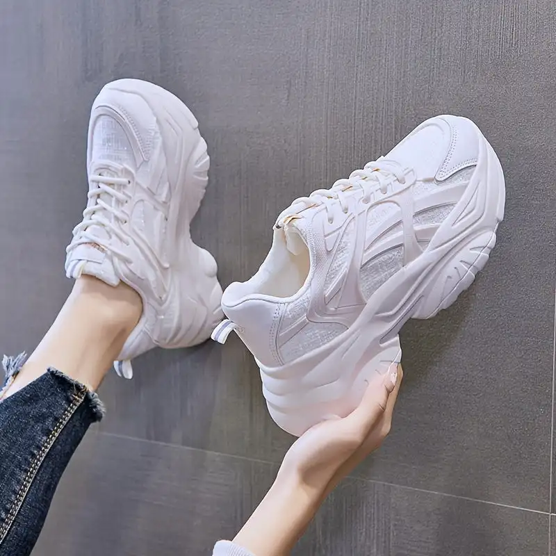 

Women's Round Toe Chunky Sneakers, Lace-Up Running Shoes, Casual & Stylish Shoes, Women's Footwear