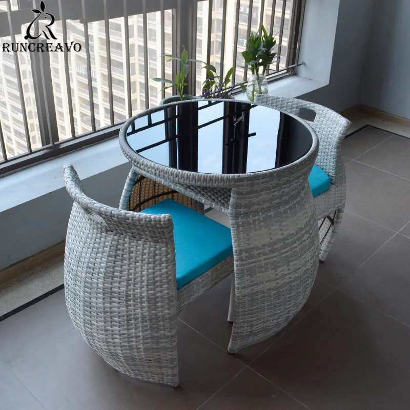 

Balcony Small Table and Chair Combination Net Red Rattan Chair Three-piece Outdoor Garden Leisure Rattan Table and Chair