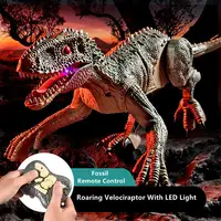 Upgraded Chargeable Remote Control Dinosaur Toys Kids Jurassic Dinosaur Simulation Velociraptor Toy With LED Light And Roaring 1