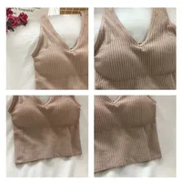 Women's Vertical Stripe Tank Tops Summer Solid Color Sleeveless Shirt Sports Yoga Gym Workout Short Vest V-Neck Crop Tops - Image 5