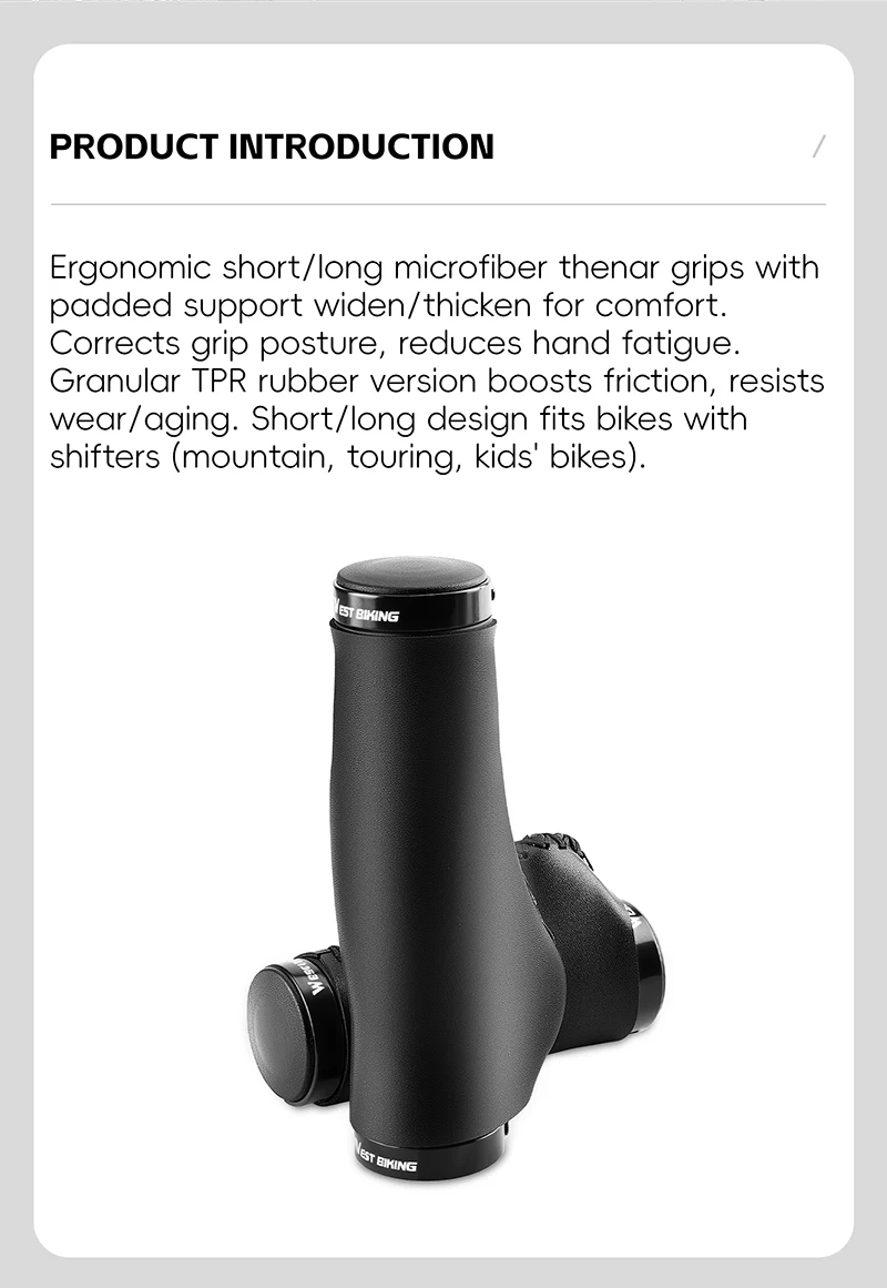 Description Picture 3 of itemWEST BIKING Bicycle Handlebar Asymmetric Grips 130mm Long & 95mm Short Twist Shifter Compatible for MTB BMX Folding Bikes Parts