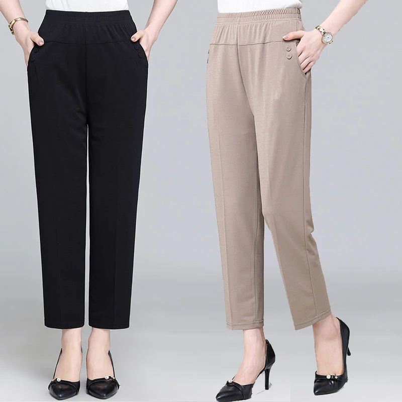 

ladies pants women high waist ankle summer pant all match casual long pants women high flexibility seluar perempuan C