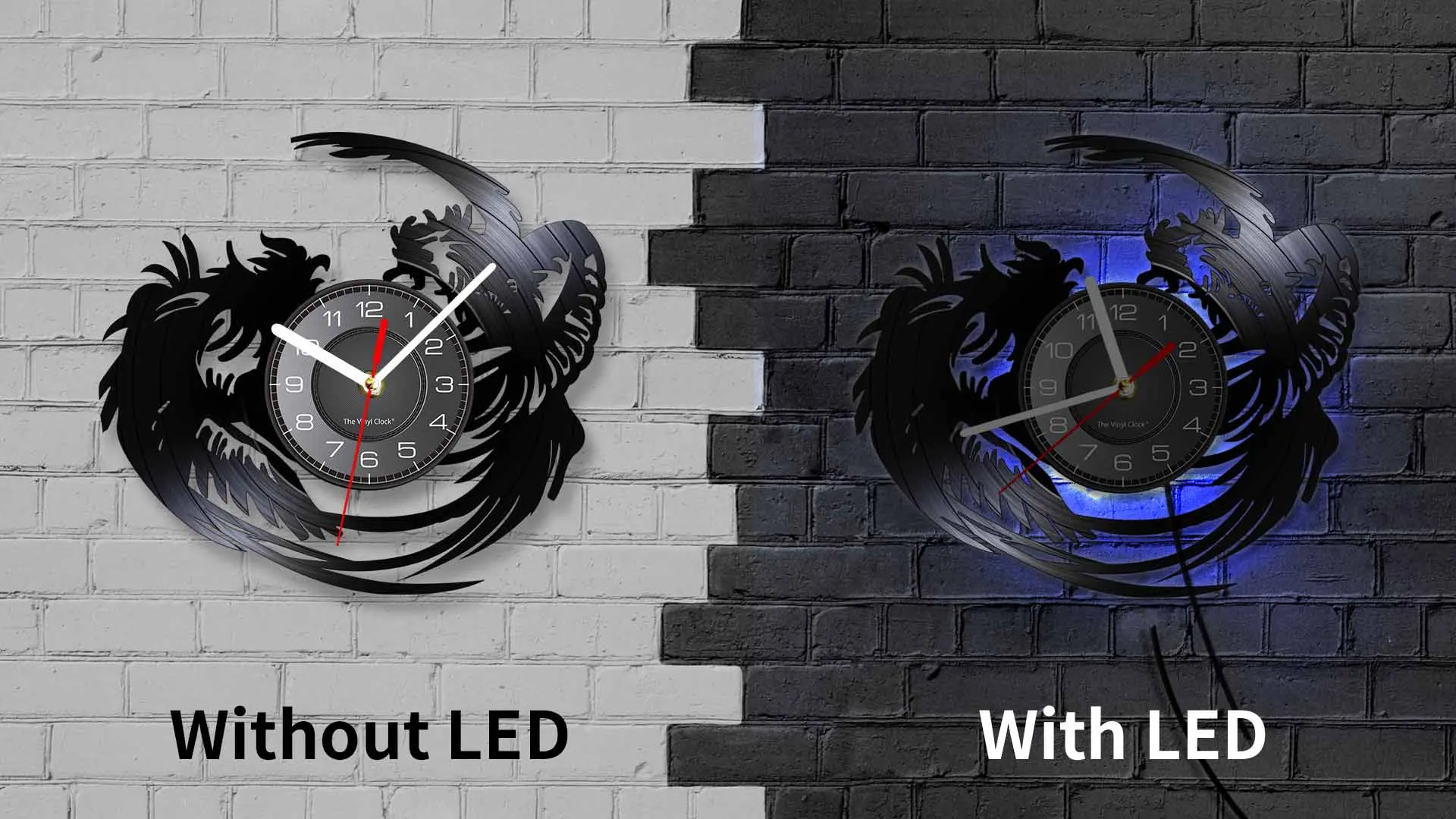 Details about   LED Clock Fighting Roosters LED Light Vinyl Record Wall Clock LED Wall Clock2282 
