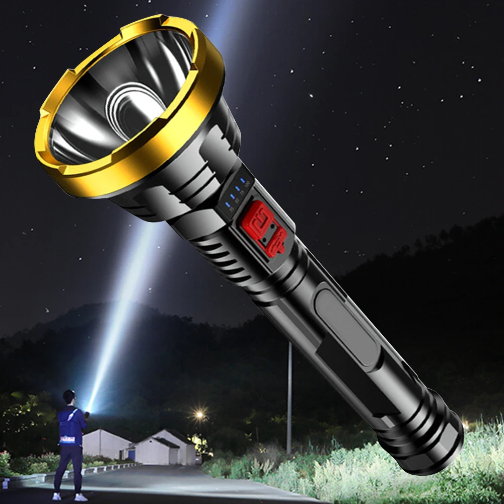 1pc Powerful LED Flashlight, 3 Modes USB Rechargeable Outdoor Bright Light,  Torch Portable Waterproof Light, Self Defense Camping Light