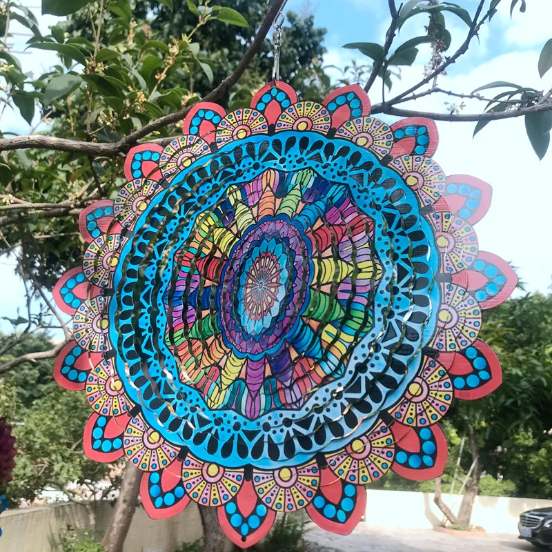 Large Wind Spinners Outdoor Garden Hanging Ornaments Kinetic Metal Sculpture Spinner Chimes Mandala Yard Decoration Luxury Gift 3