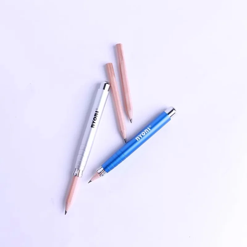 ABS 쉘 금속 연필 연장기 사용하기 쉬운 블루/실버 스케치 연필 펜슬 캡 바렐 학생용 미술용 연필 연장기