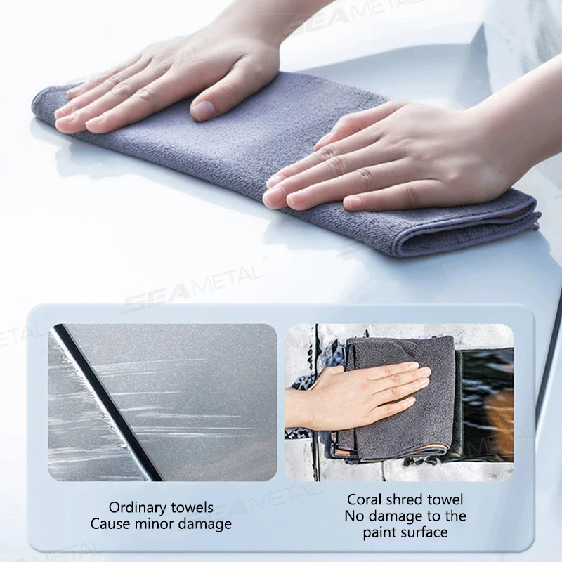 500GSM Car Cleaning Towel Double-Sided Coral Velvet Suede Car Wash Towel Drying Cloth High Water Absorption Washing Rag suede car towel