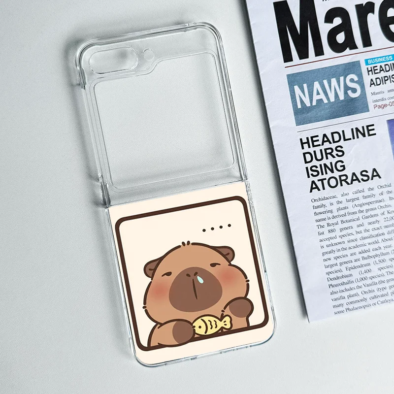 Cute Cartoon Capybara Clear Phone Case - Folding Cover Shell s