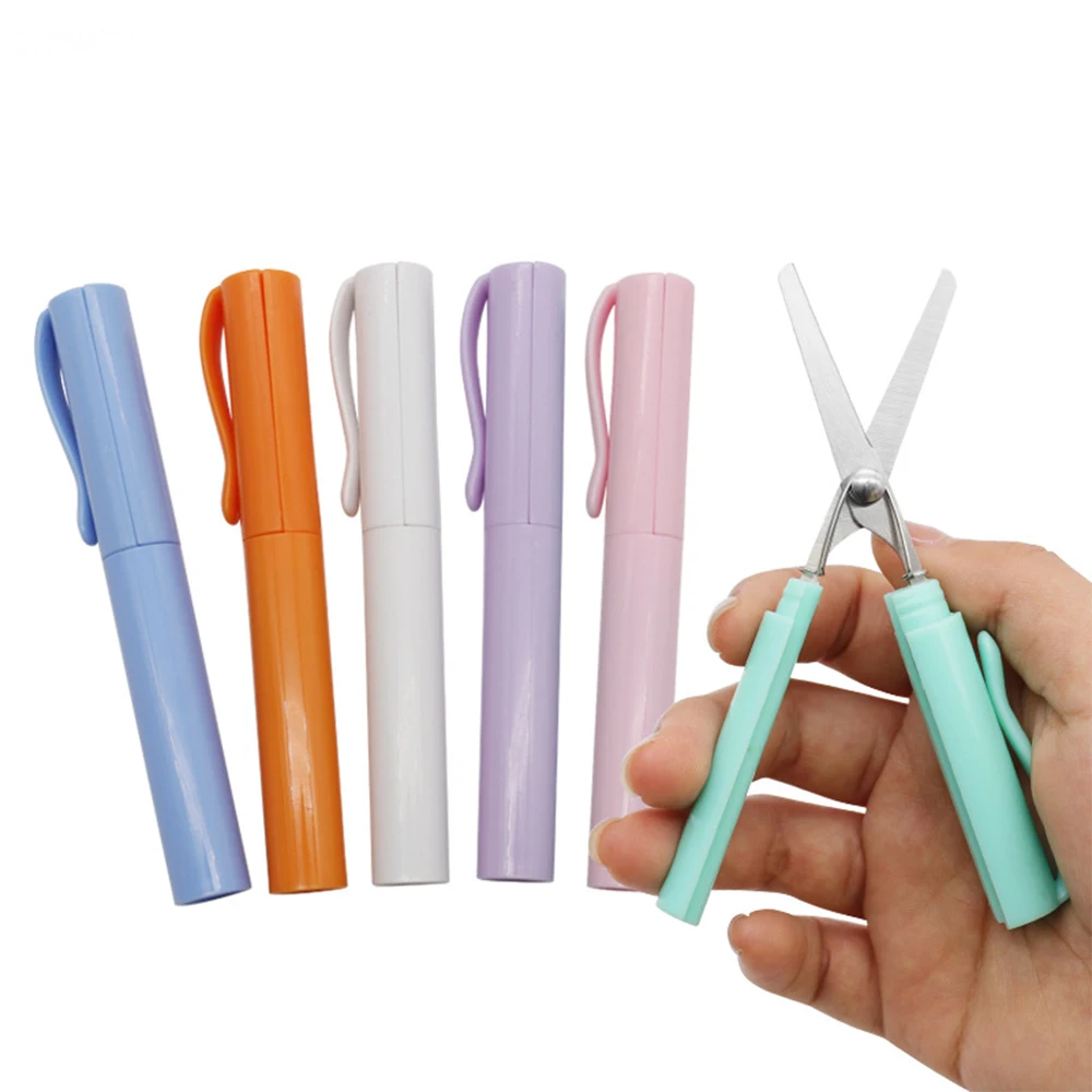 

2Piece Portable Pen Shape Scissor Creative Safe Folding Scissors DIY Multifunction Paper-Cutting Art Tool School Office Supplies