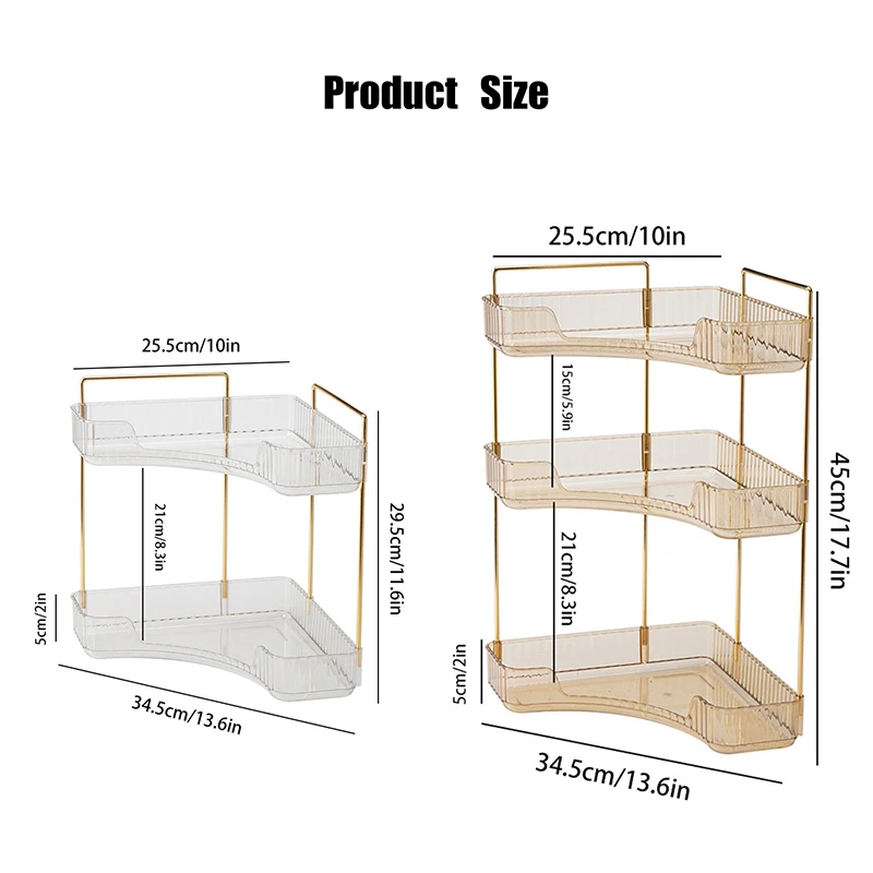 Bathroom Corner Storage Shelf Kitchen Home Organizer Rack Acrylic Makeup Lipstick Skincare Shampoo Tabletop Holder 2/3 Layers 6