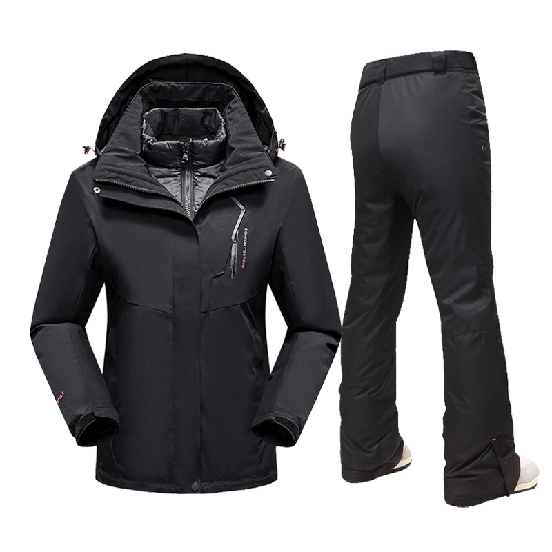 Ski Suit For Women Winter Warm Down Ski Jackets And Strap Pants Windproof Waterproof Snow Snowboard Jacket Brand Outdoor Wear