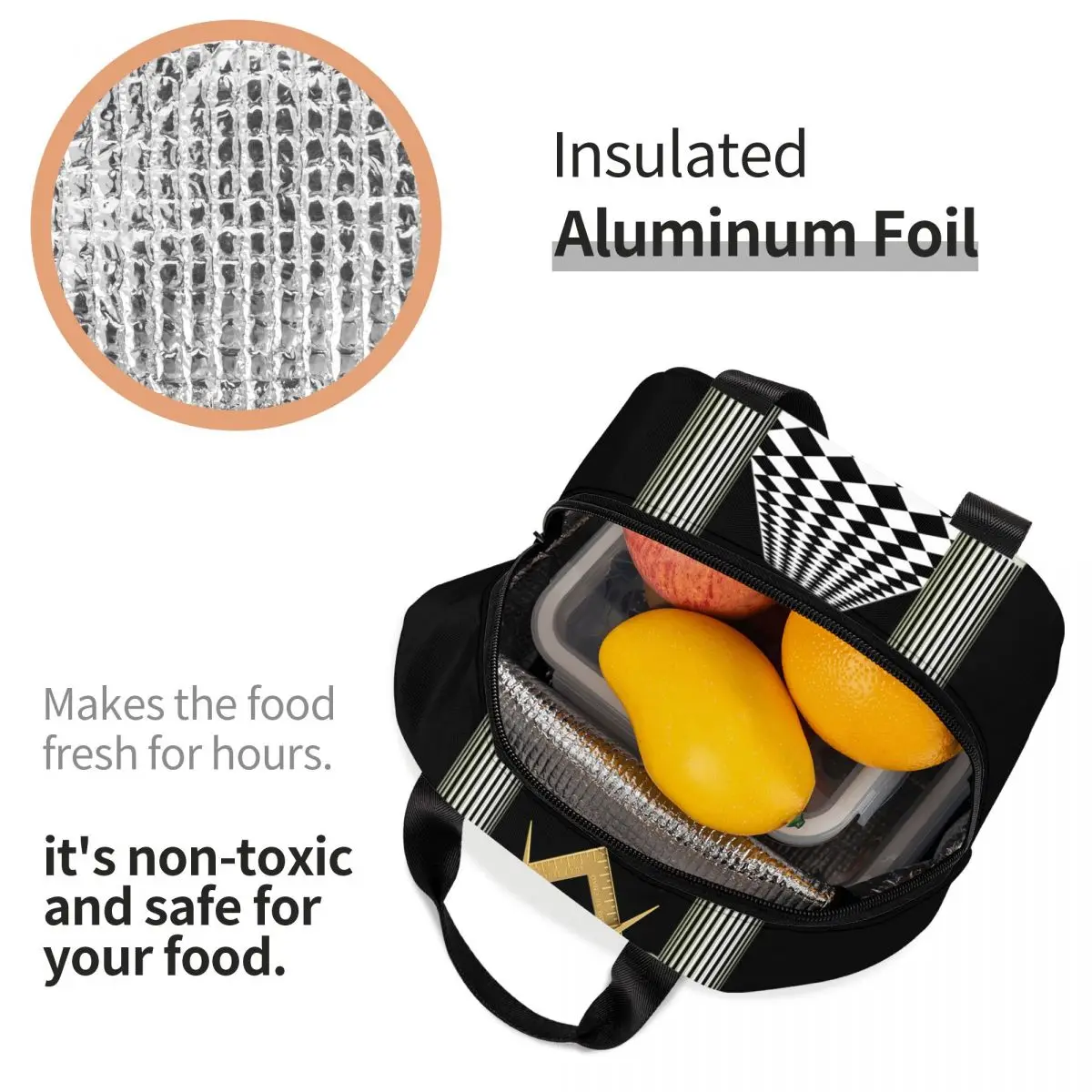 Masonic Mason Freemason Lunch Bag Leakproof Thermal Cooler Insulated Bento Box Work School Picnic Travel Food Tote Bags