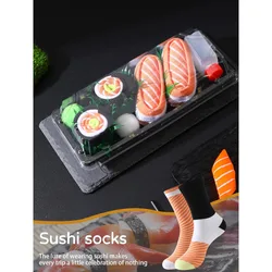 Gift Box of Novelty Salmon Sushi Socks - Festive Holiday Edition (2 Pairs) - One Size